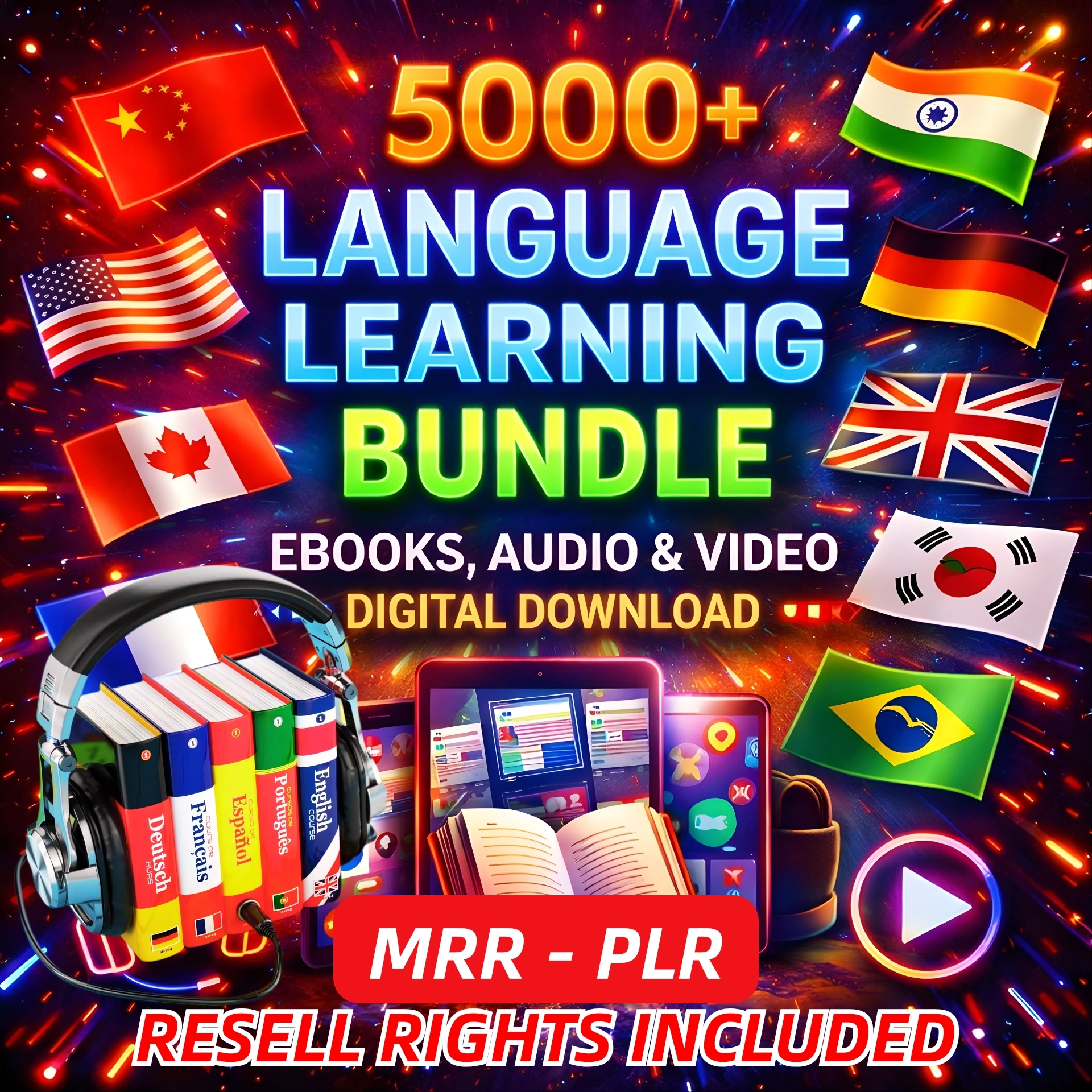 5000+ Language Learning Bundle β 45+ Languages | Ebooks, Audio, Video + MRR & PLR Rights