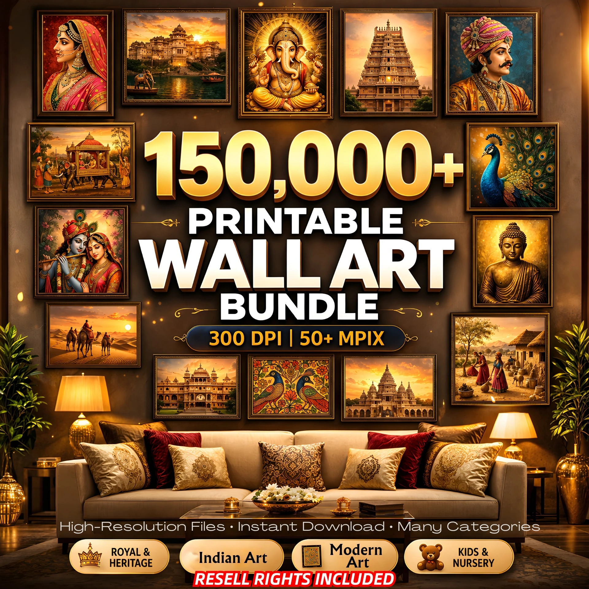 150,000+ Printable Wall Art Bundle – Ultra HD | 300 DPI | 50+ MPIX | Resell Rights Included