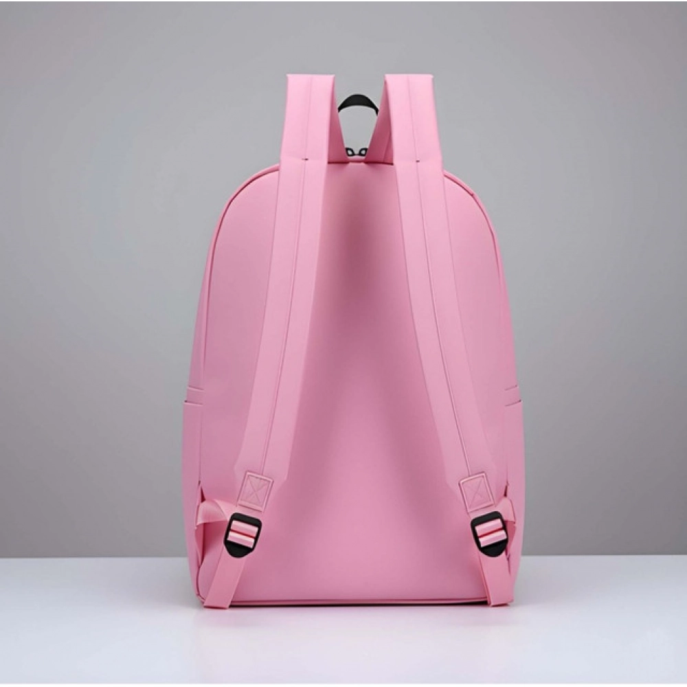 Generic Unisex PU Leather Solid Medium Zipper Backpack (Pink) - Image 5