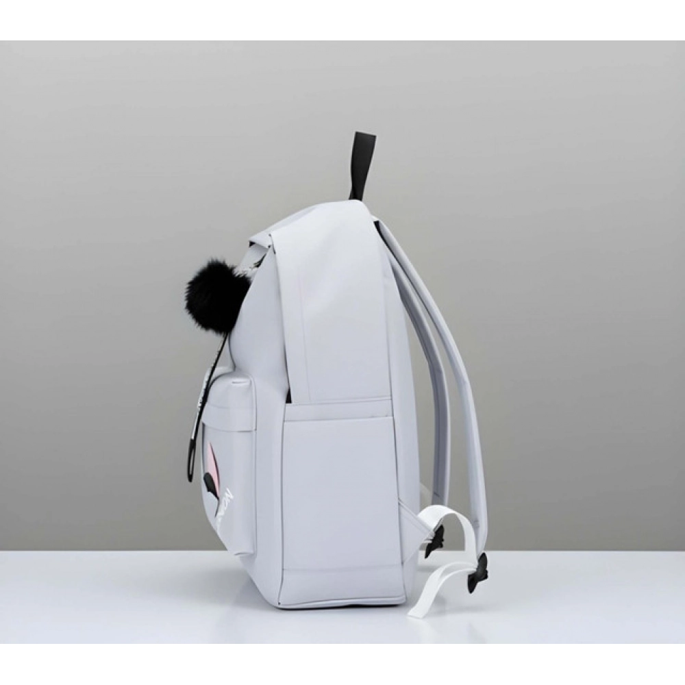 Generic Unisex PU Leather Solid Medium Zipper Backpack (Grey) - Image 4