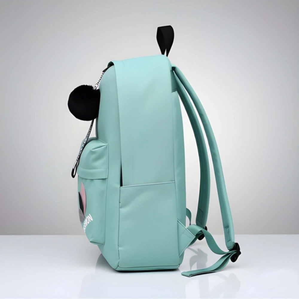 Generic Unisex PU Leather Solid Medium Zipper Backpack (Green) - Image 4