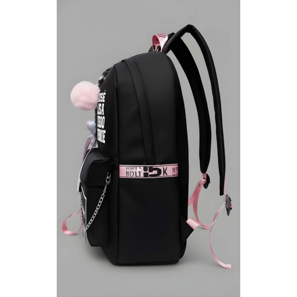 Generic Unisex PU Leather Solid Medium Zipper Backpack (Black) - Image 4