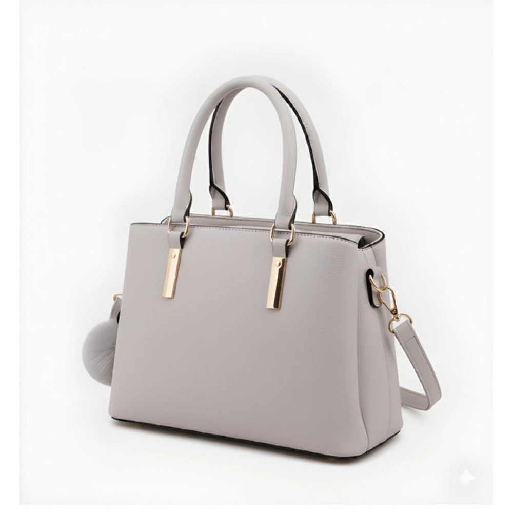 Generic Women's PU Leather Solid Shoulder Zipper Handbag (Grey) - Image 5