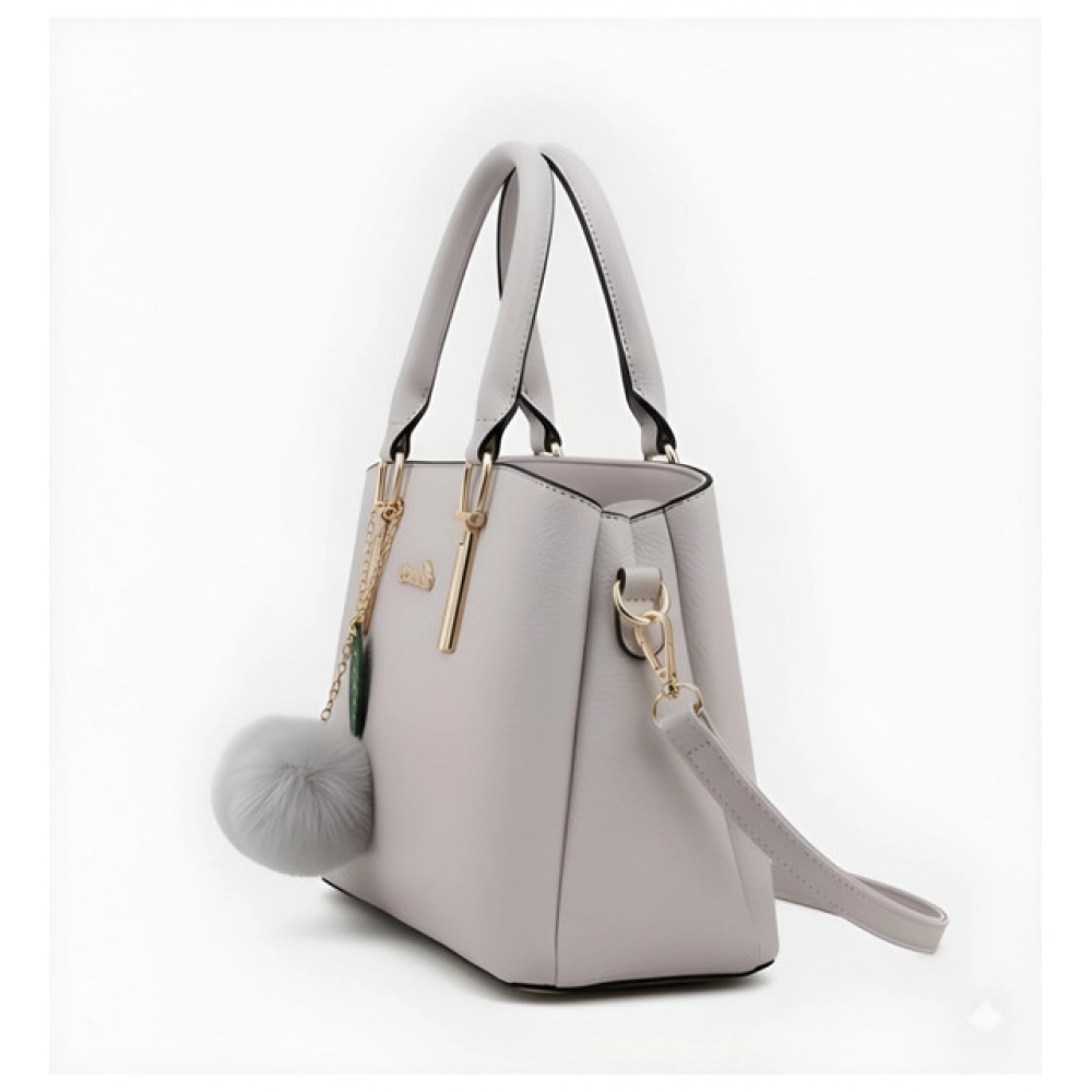 Generic Women's PU Leather Solid Shoulder Zipper Handbag (Grey) - Image 4
