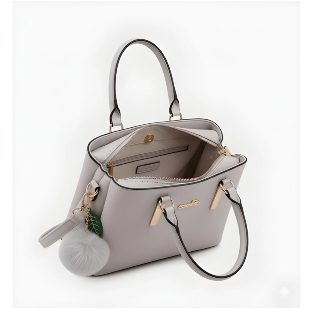 Generic Women's PU Leather Solid Shoulder Zipper Handbag (Grey) - Image 3