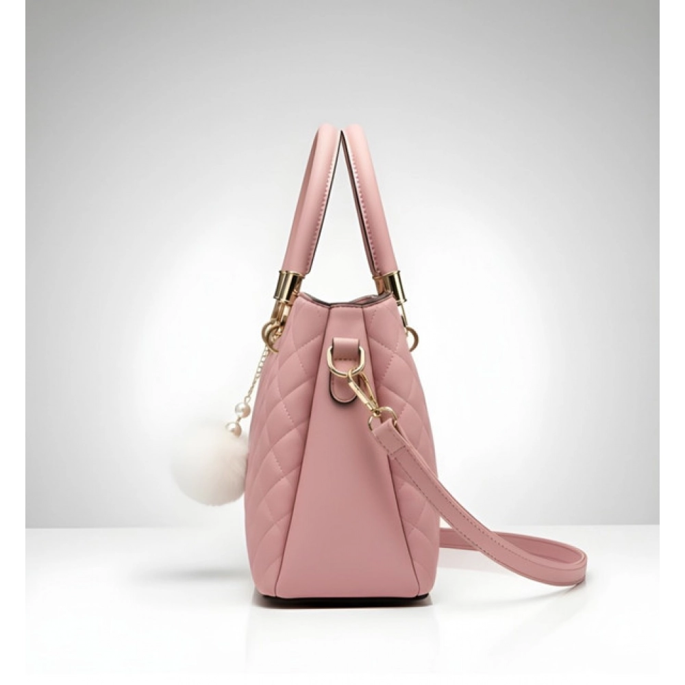 Generic Women's PU Leather Solid Shoulder Zipper Handbag (Pink) - Image 4