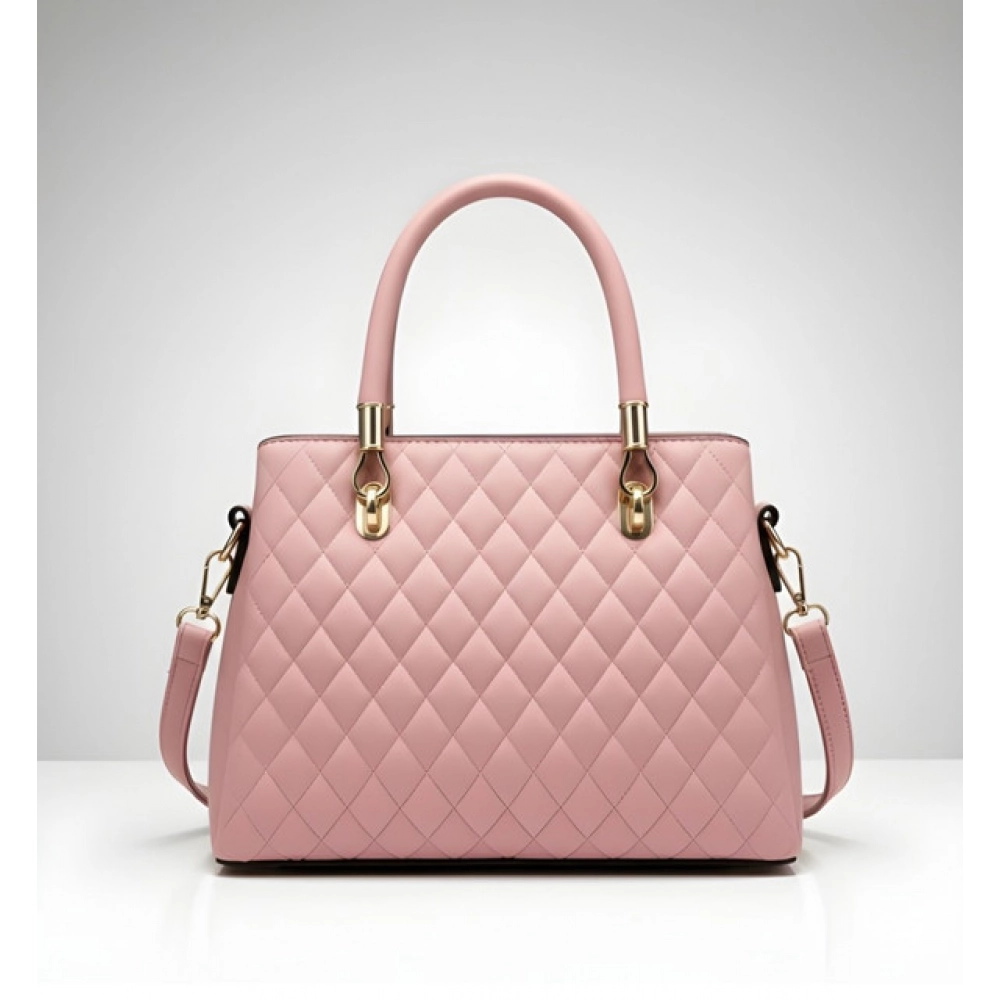 Generic Women's PU Leather Solid Shoulder Zipper Handbag (Pink) - Image 3