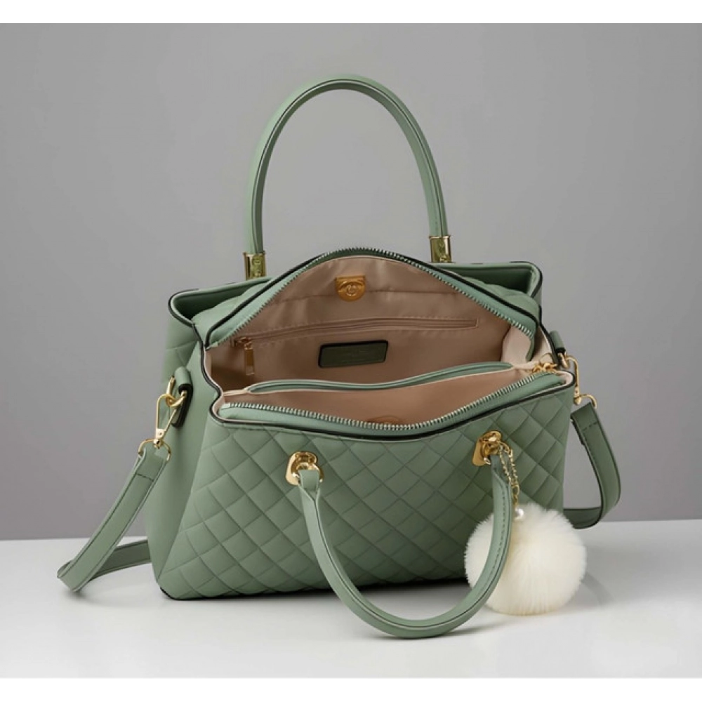 Generic Women's PU Leather Solid Shoulder Zipper Handbag (Green) - Image 4