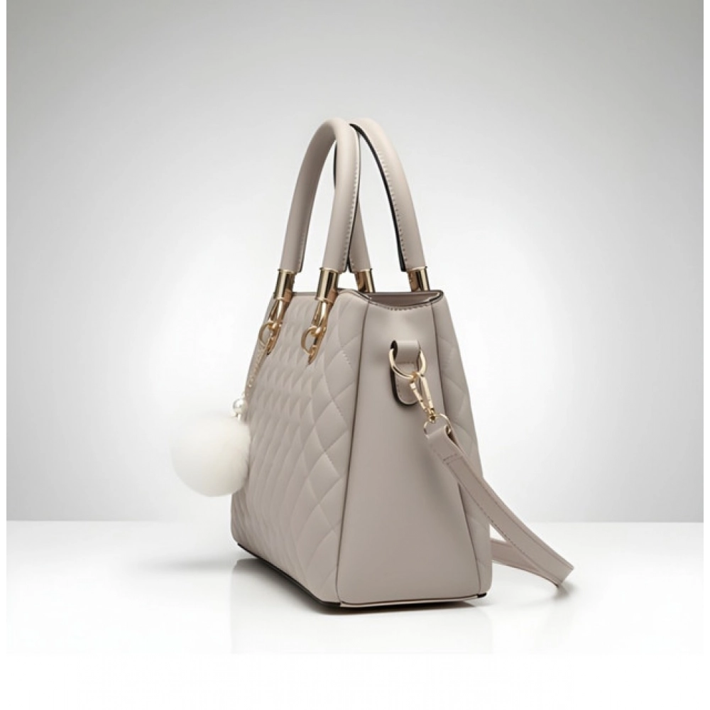 Generic Women's PU Leather Solid Shoulder Zipper Handbag (Grey) - Image 5
