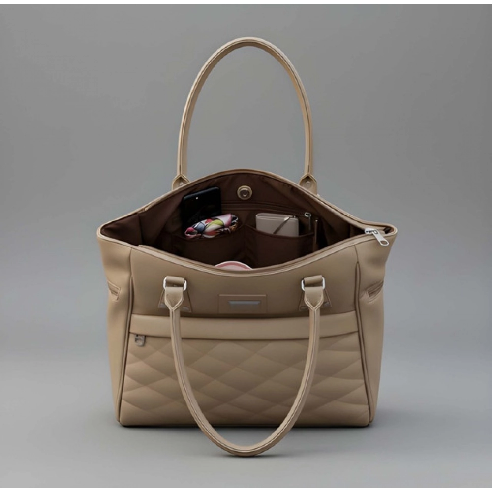 Generic Women's PU Leather Solid Shoulder Zipper Handbag (Beige) - Image 4
