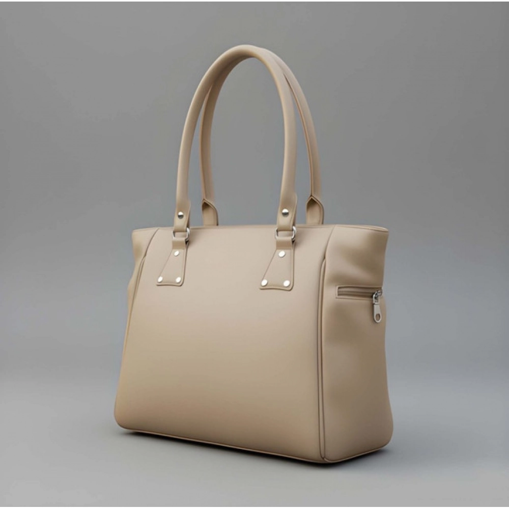 Generic Women's PU Leather Solid Shoulder Zipper Handbag (Beige) - Image 3