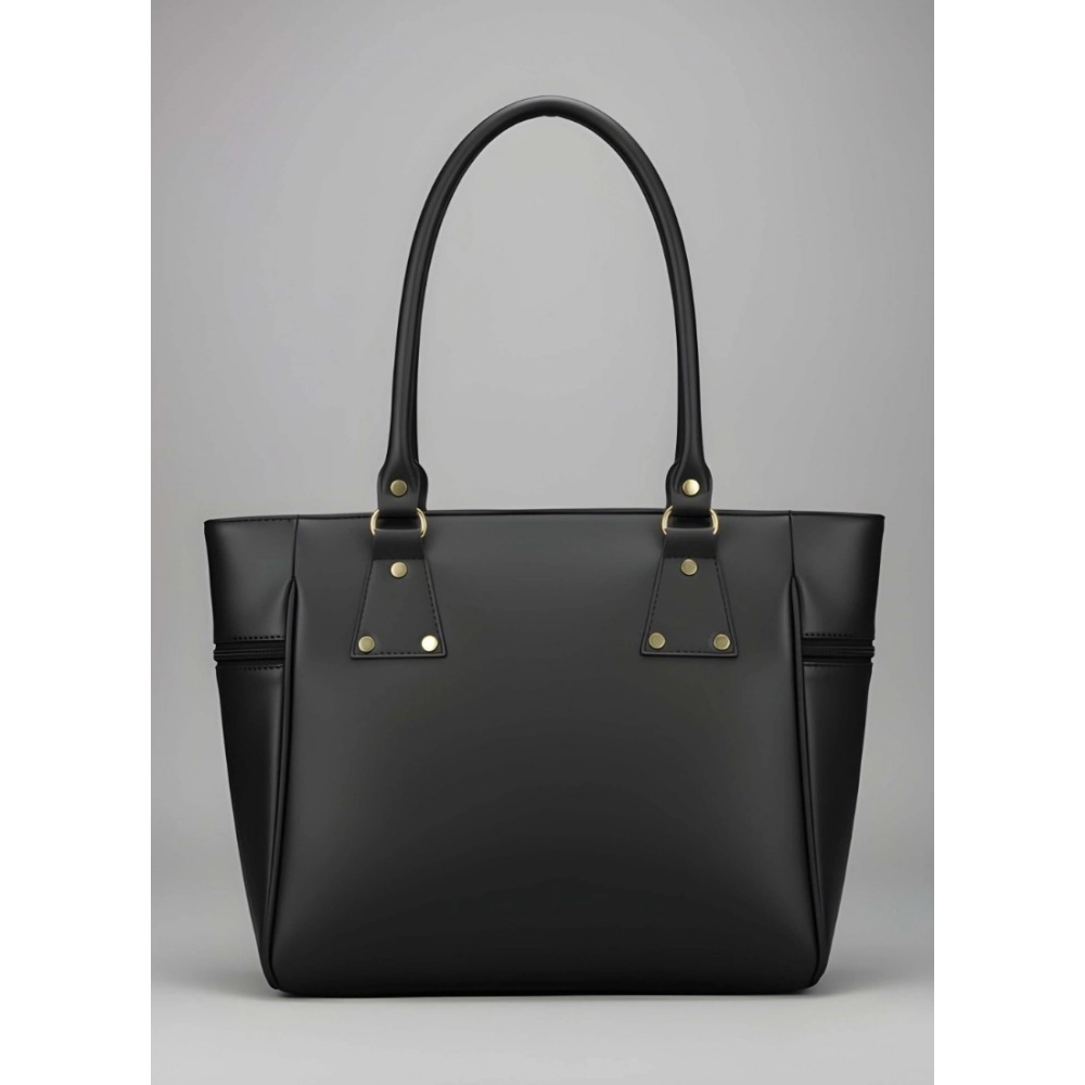 Generic Women's PU Leather Solid Shoulder Zipper Handbag (Black) - Image 5