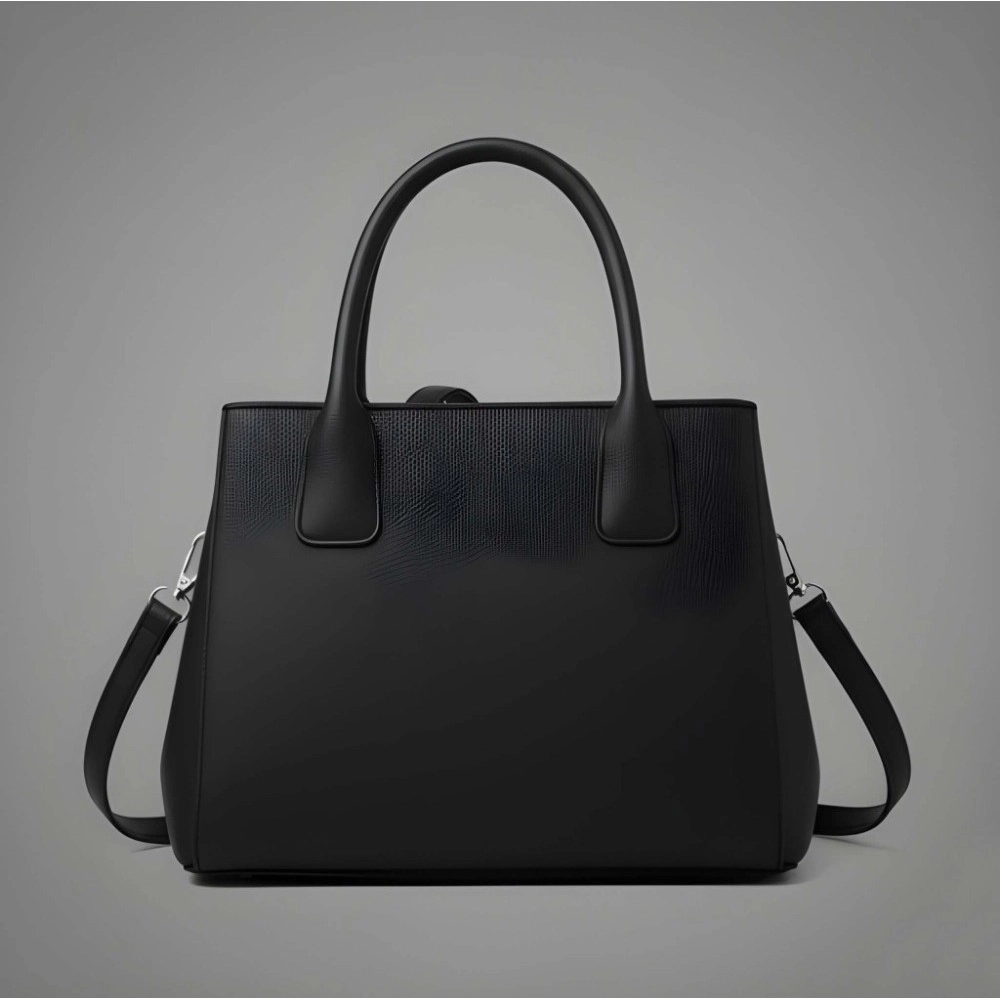 Generic Women's PU Leather Solid Shoulder Zipper Handbag (Black) - Image 3