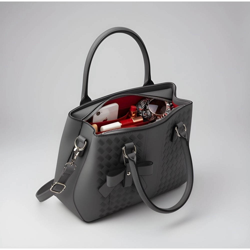 Generic Women's PU Leather Solid Shoulder Zipper Handbag (Grey) - Image 5