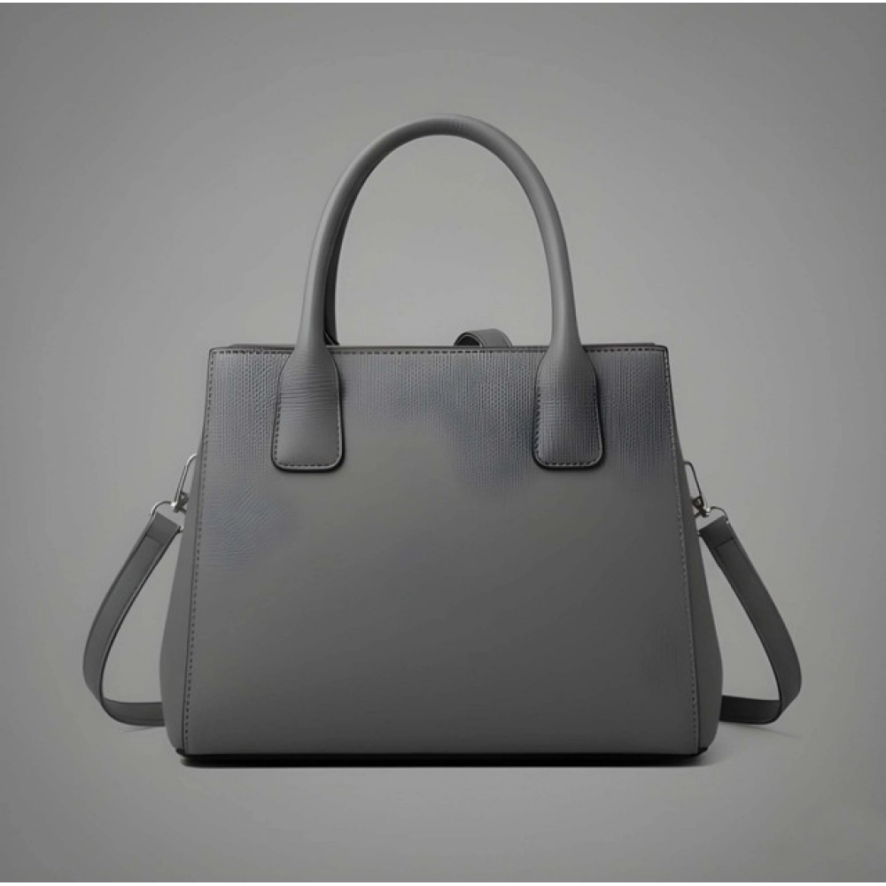 Generic Women's PU Leather Solid Shoulder Zipper Handbag (Grey) - Image 4