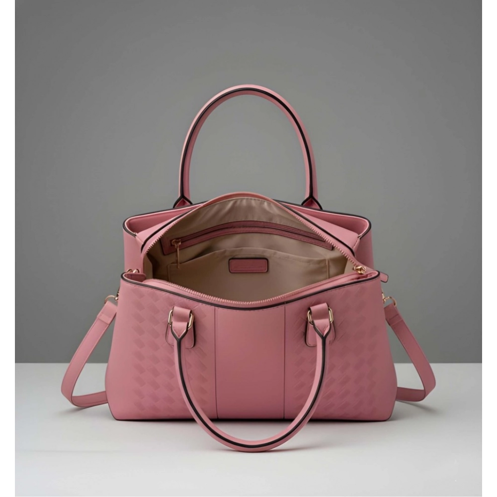 Generic Women's PU Leather Solid Shoulder Zipper Handbag (Pink) - Image 4