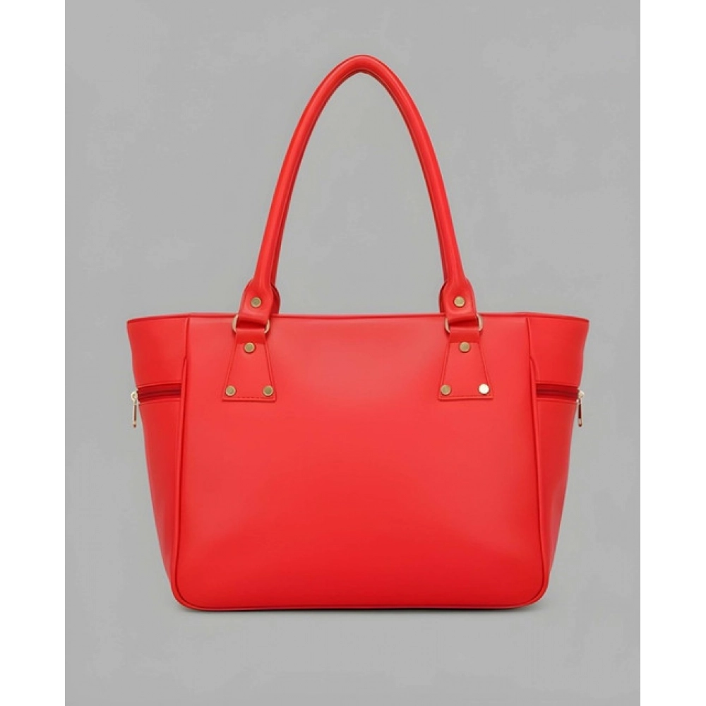 Generic Women's PU Leather Solid Shoulder Zipper Handbag (Red) - Image 5